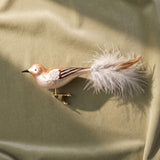 Mouth-blown glass thrush bird ornament with soft brush strokes and a clip base, by Inge-Glas of Lauscha, Germany