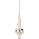 Matte white mouth-blown glass tree topper with mirrored silver panels, another view