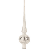 Matte white mouth-blown glass tree topper with mirrored silver panels, another view