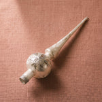 Matte white mouth-blown glass tree topper with mirrored silver panels, made in Thuringia, Germany