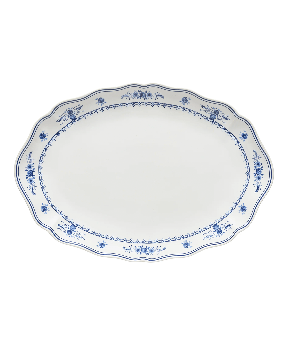 Filet Large Blue Floral Oval Platter - Faire Living