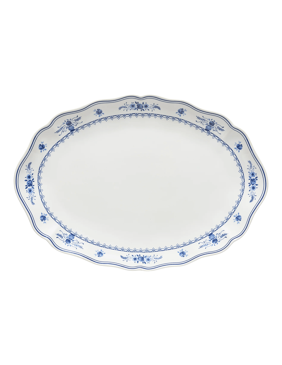 Filet Large Blue Floral Oval Platter - Faire Living