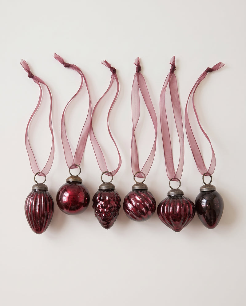 Wine Set of 6 Crackle Glass Baubles
