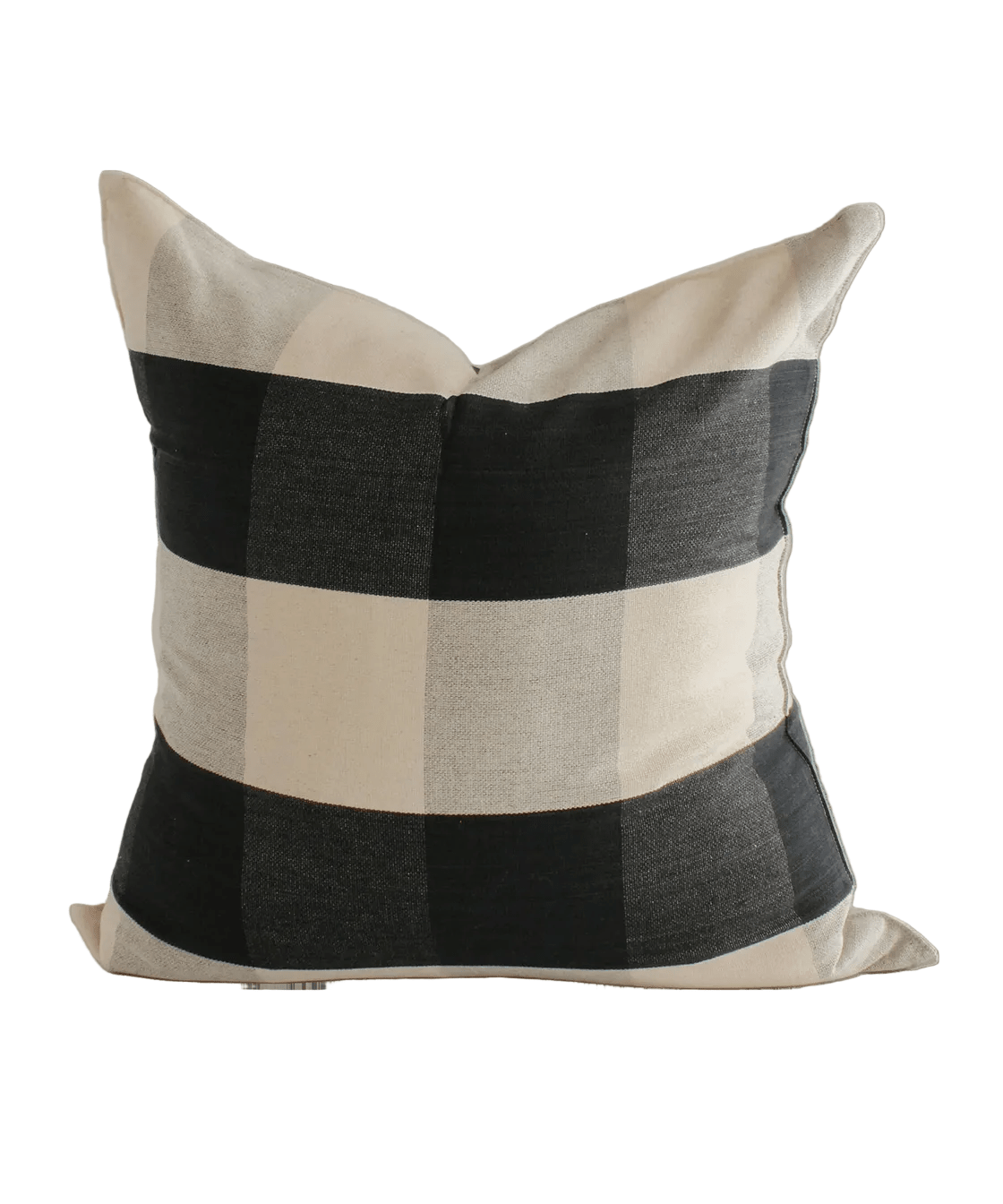 Black Gingham Handwoven Cotton Cushion - Faire Living