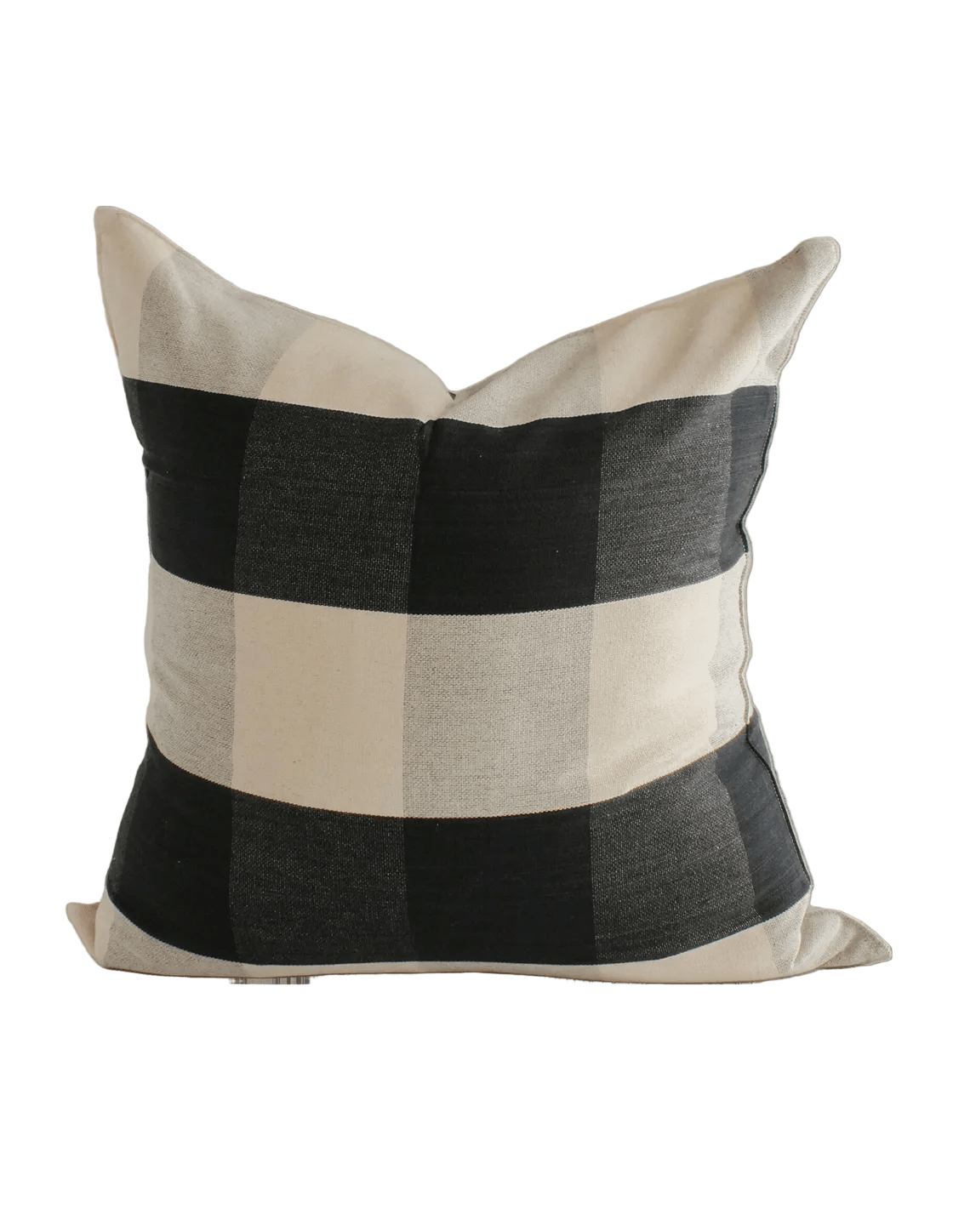 Black Gingham Handwoven Cotton Cushion - Faire Living