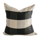 Black Gingham Handwoven Cotton Cushion - Faire Living