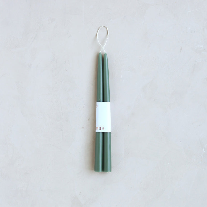 Hand Dipped Taper Candles in Moss