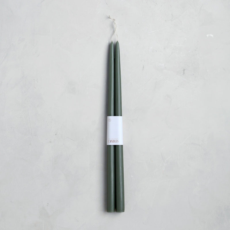 Hand Dipped Taper Candles in Moss