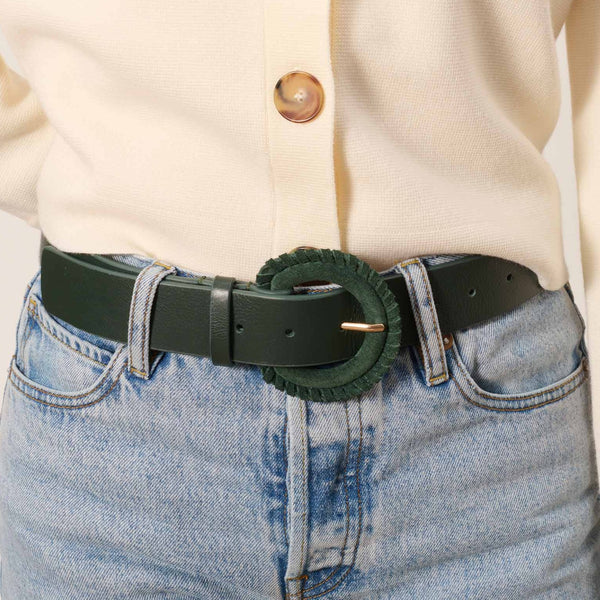 Anetta Green Recycled Leather Belt