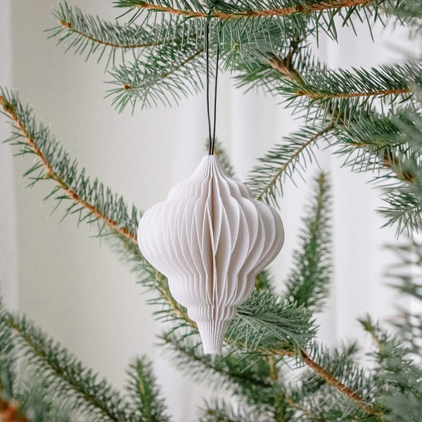 Folded Cotton Ornament in White Jewel