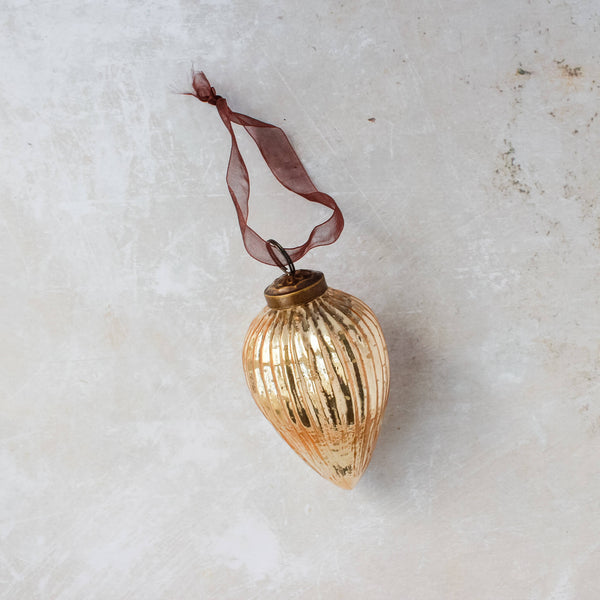3" Champagne Glass Pinecone Bauble Ornament