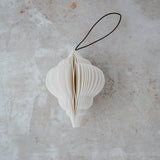 Folded Cotton Ornament in White Jewel