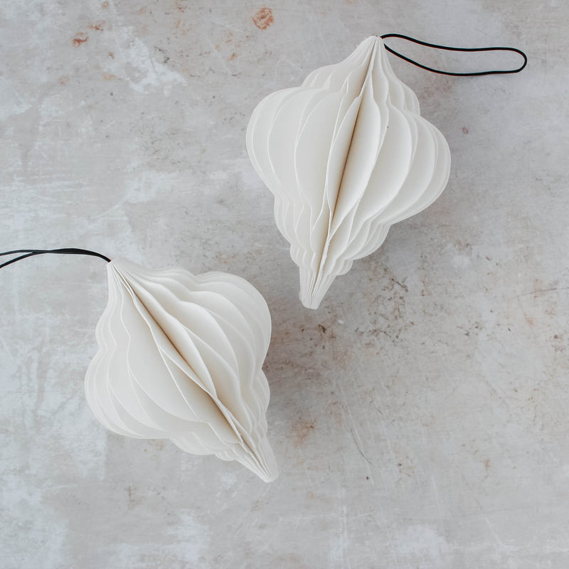 Folded Cotton Ornament in White Jewel