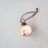 2" Rose Ribbed Glass Bauble Ornament
