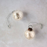 2" Silver Crackle Glass Bauble Ornament