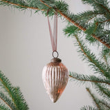 3" Rose Ribbed Glass Pinecone Bauble Ornament