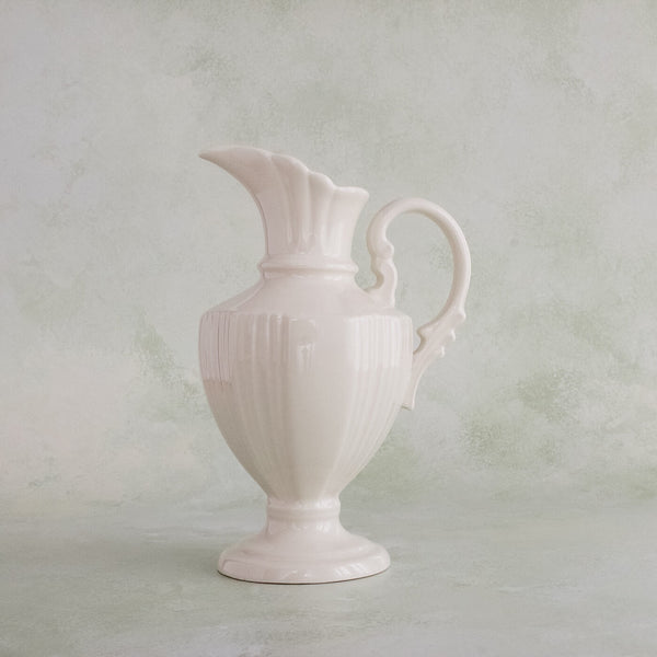 Gracieux Fluted Porcelain Pitcher in white by Marumitsu Poterie Japan