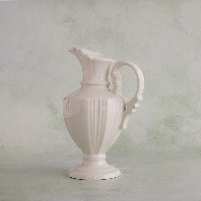 Gracieux Fluted Porcelain Pitcher in white by Marumitsu Poterie Japan