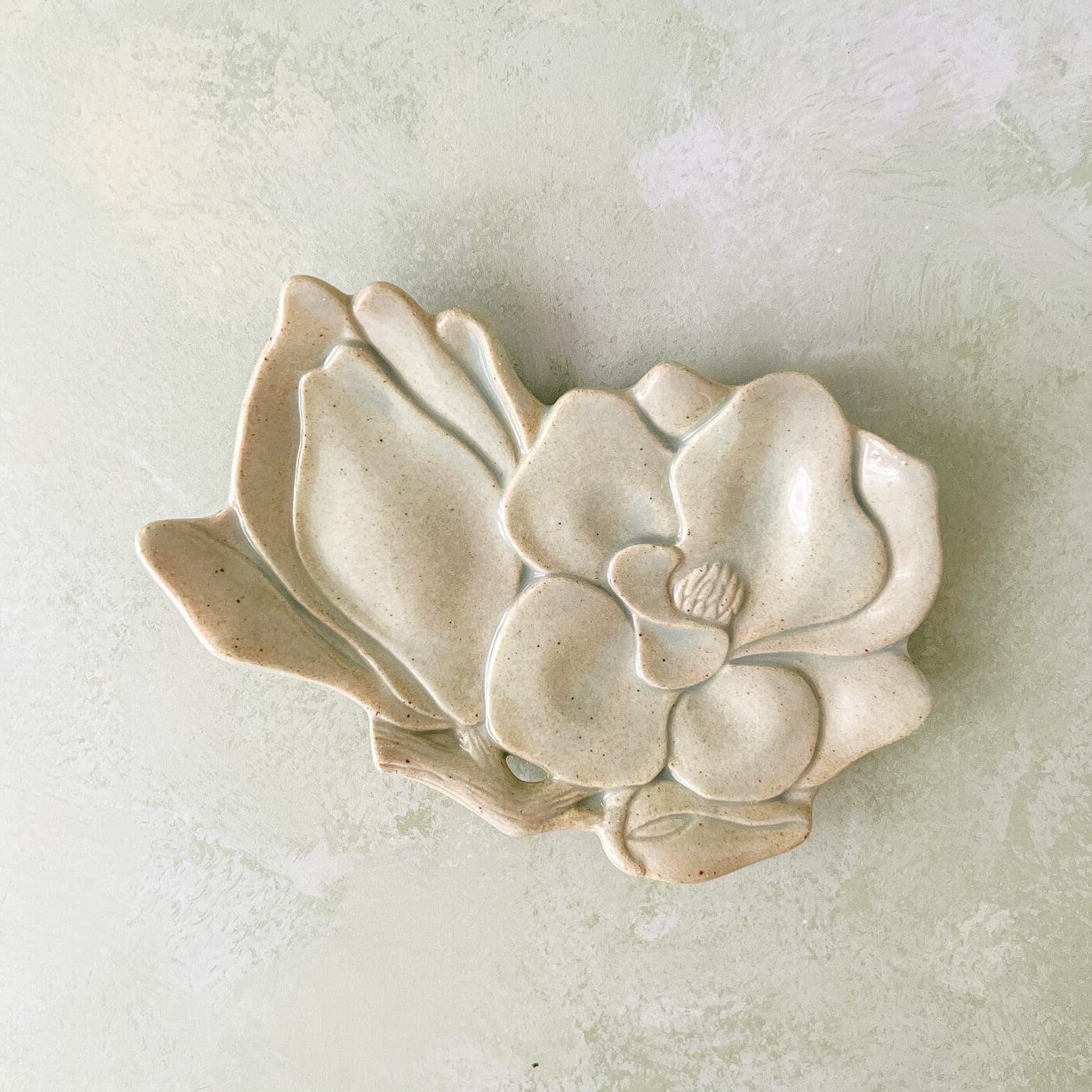 Celadon Magnolia Stoneware Side Plate my Marumitsu Poterie Japan