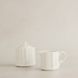 White Porcelain Cream and Sugar Set by Marumitsu Poterie of Japan