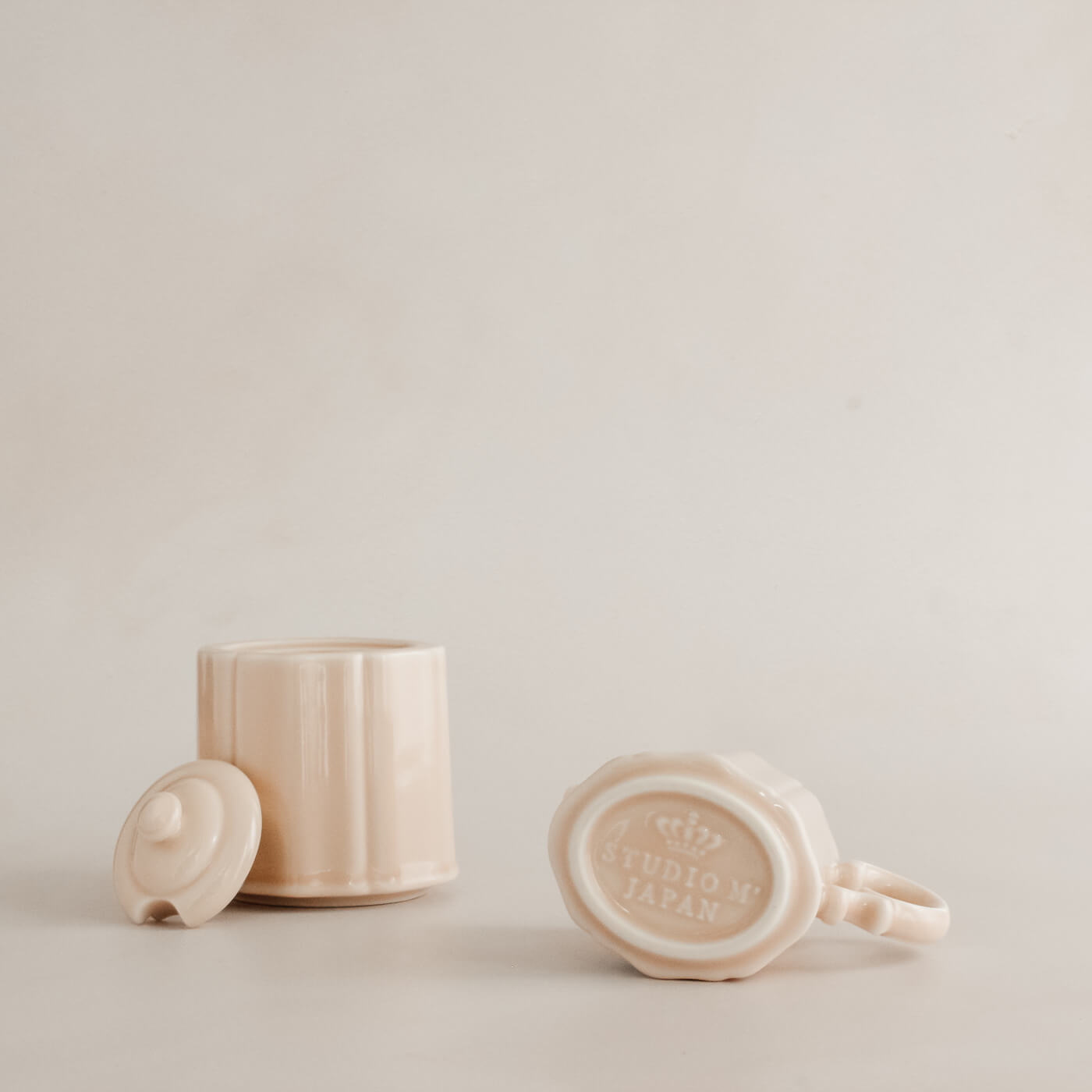 Pink Porcelain cream and sugar set by Marumitsu Pottery of Japan