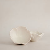 The Sazanka White Porcelain Flower Snack Bowls by Marumitsu Poterie Japan
