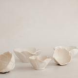White Porcelain Flower Snack Bowls by Marumitsu Poterie Japan