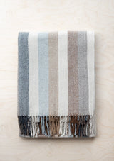 Recycled Wool Waterproof Picnic Blanket in Neutral Stripe