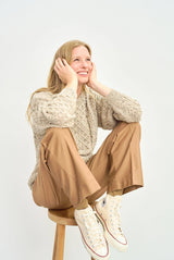 Inishbofin Ladies Aran Sweater in Oat